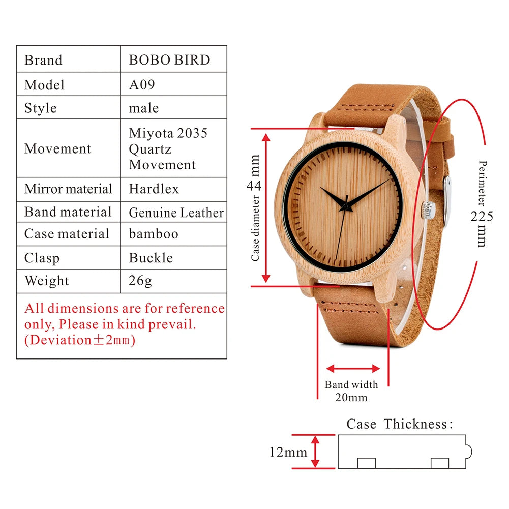 Time For All Kinds - Bobo Bird Mens Wood Watch Chronograph Engraving